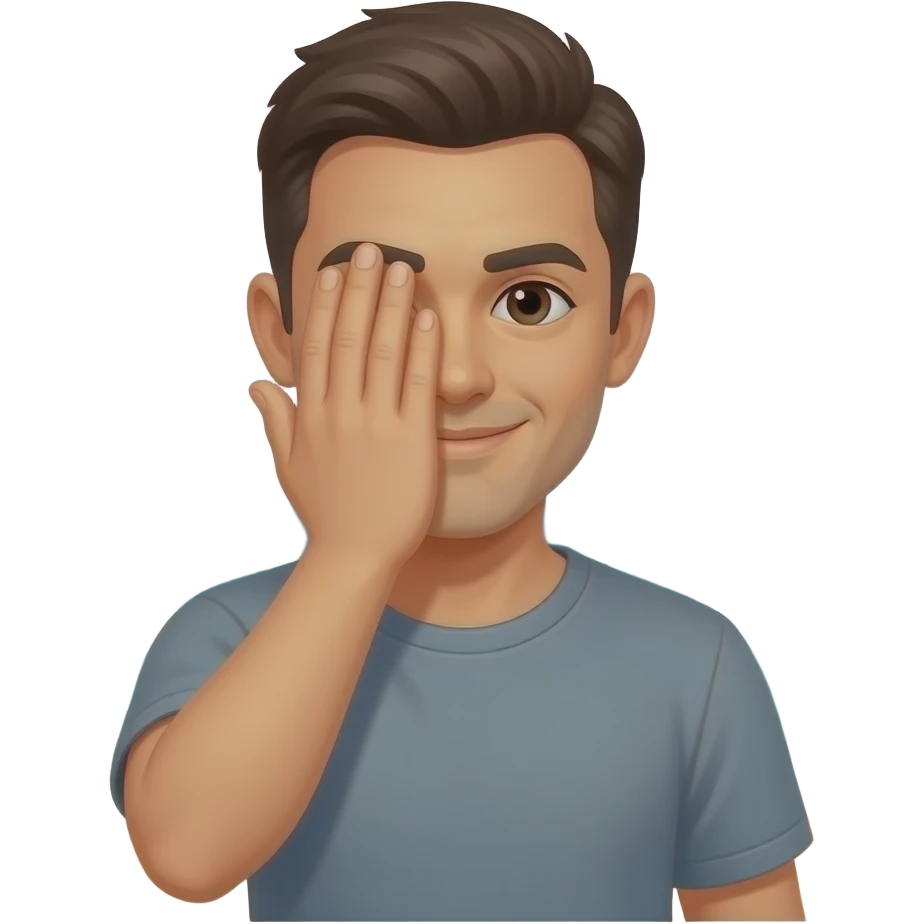 Hand covering face man with waves emoji