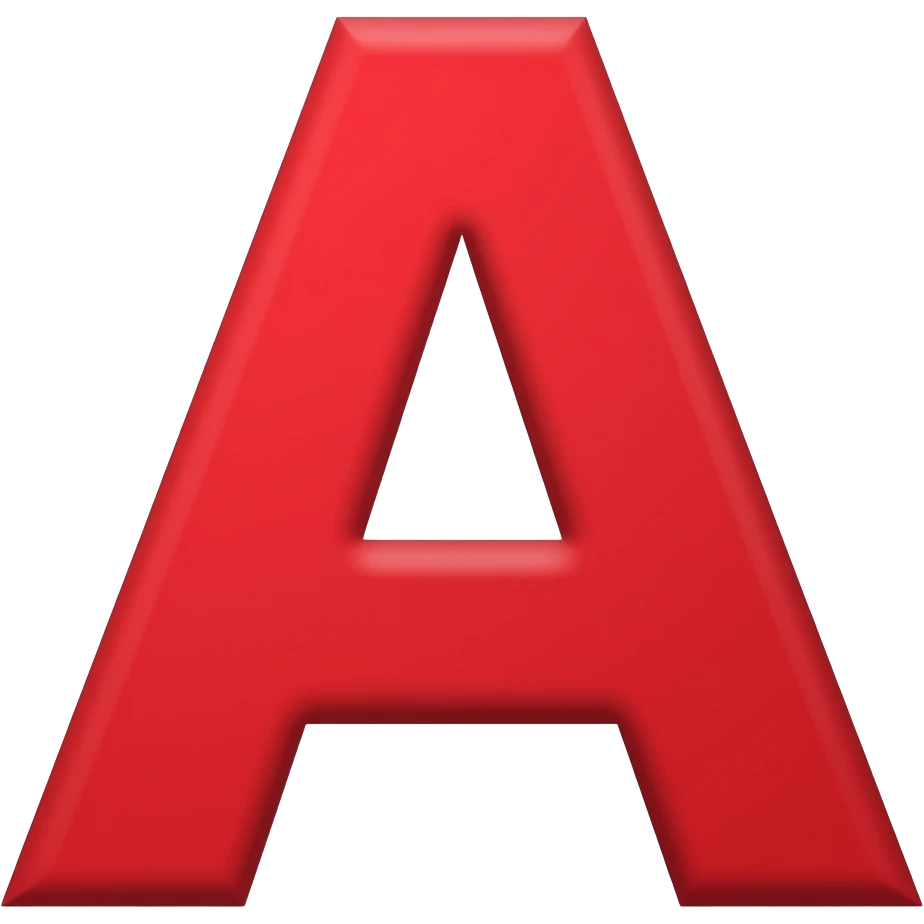 Letter A (font changed to pbs kids headline regular font) (red) emoji