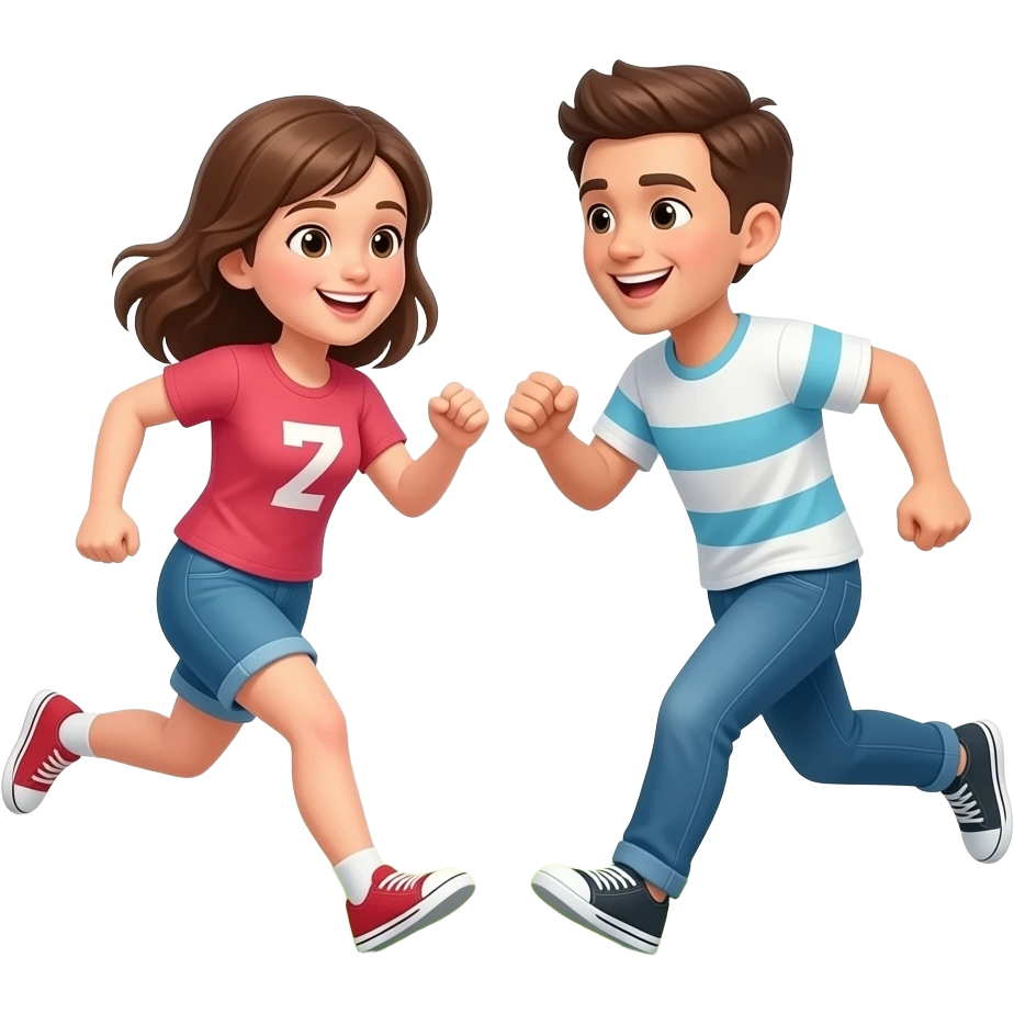 2 friends chasing each other on a field emoji