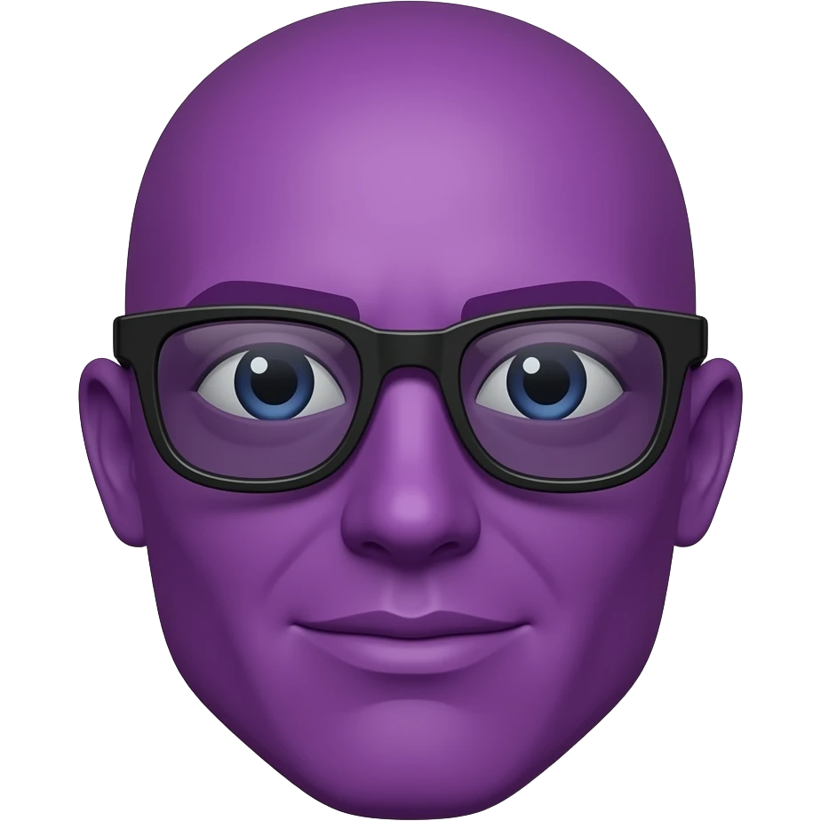 Purple ball head emoji with dark glasses emoji