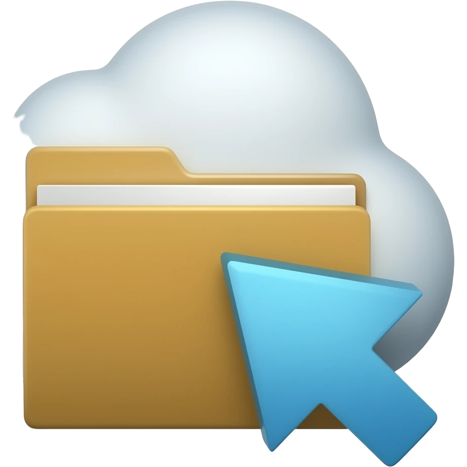 Create a single clean universal emoji representing “Open in Drive”. The emoji should combine a cloud drive/storage symbol with an open folder or outward arrow. Minimal, modern, easy to understand globally, flat design, transparent background, centered composition, emoji-style appearance. emoji