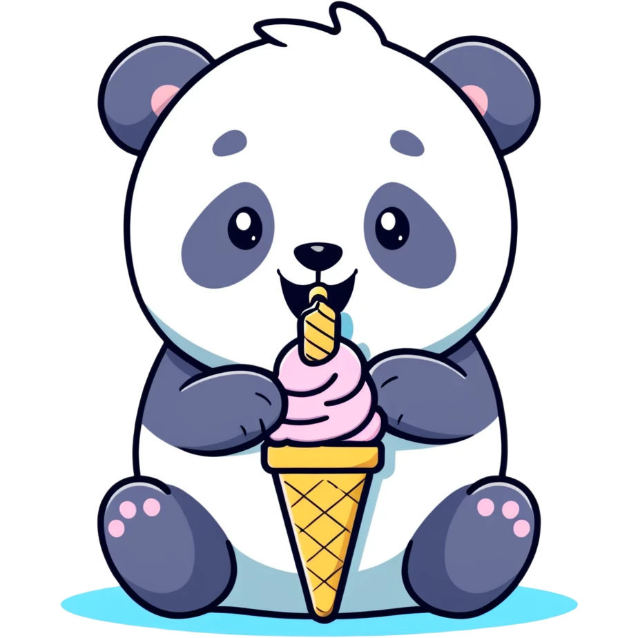 Panda eating ice cream emoji