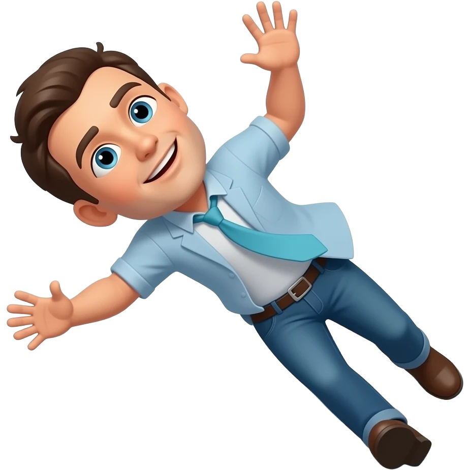 Man falling from building face upward emoji