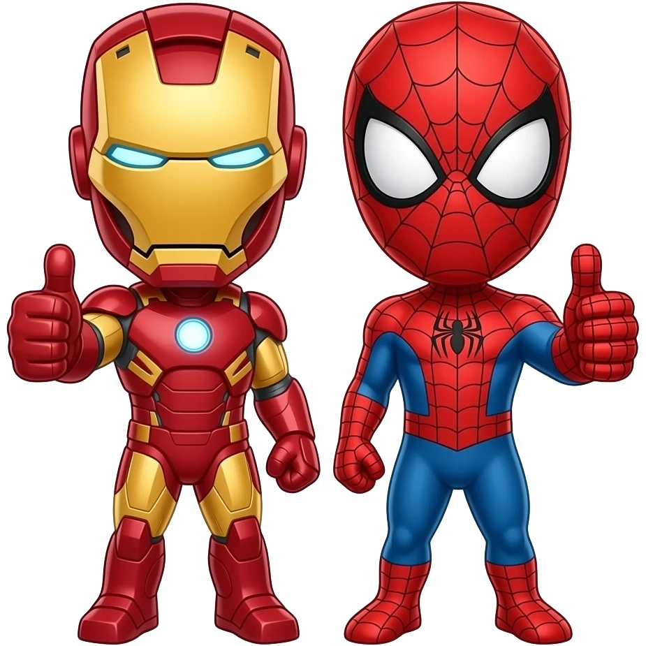 Ironma y spiderman dando un like emoji