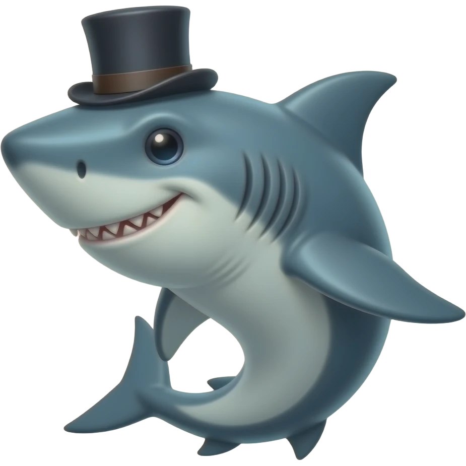Shark with a top hat emoji