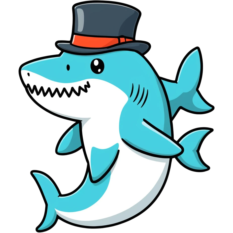 Shark with a top hat emoji