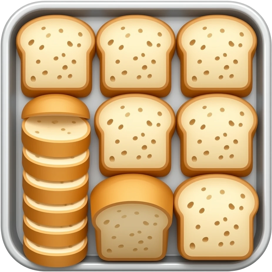 tray in which bread slices are placed in an arranged order emoji