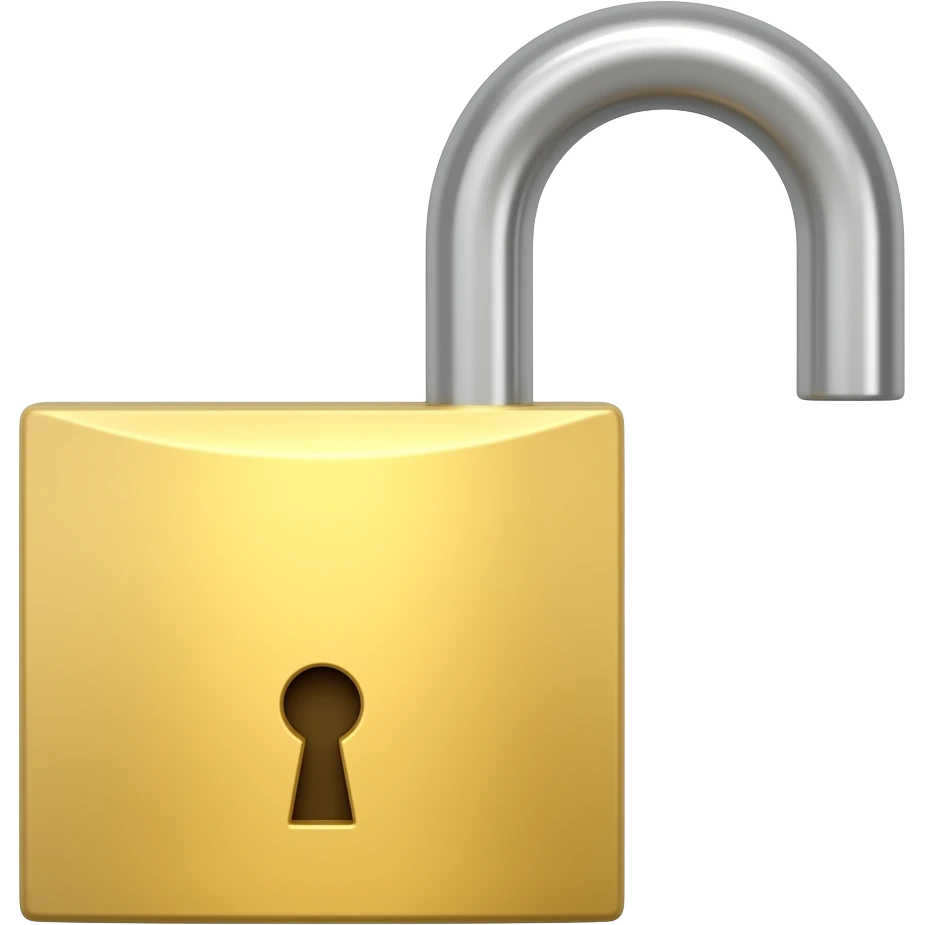 gold open padlock emoji