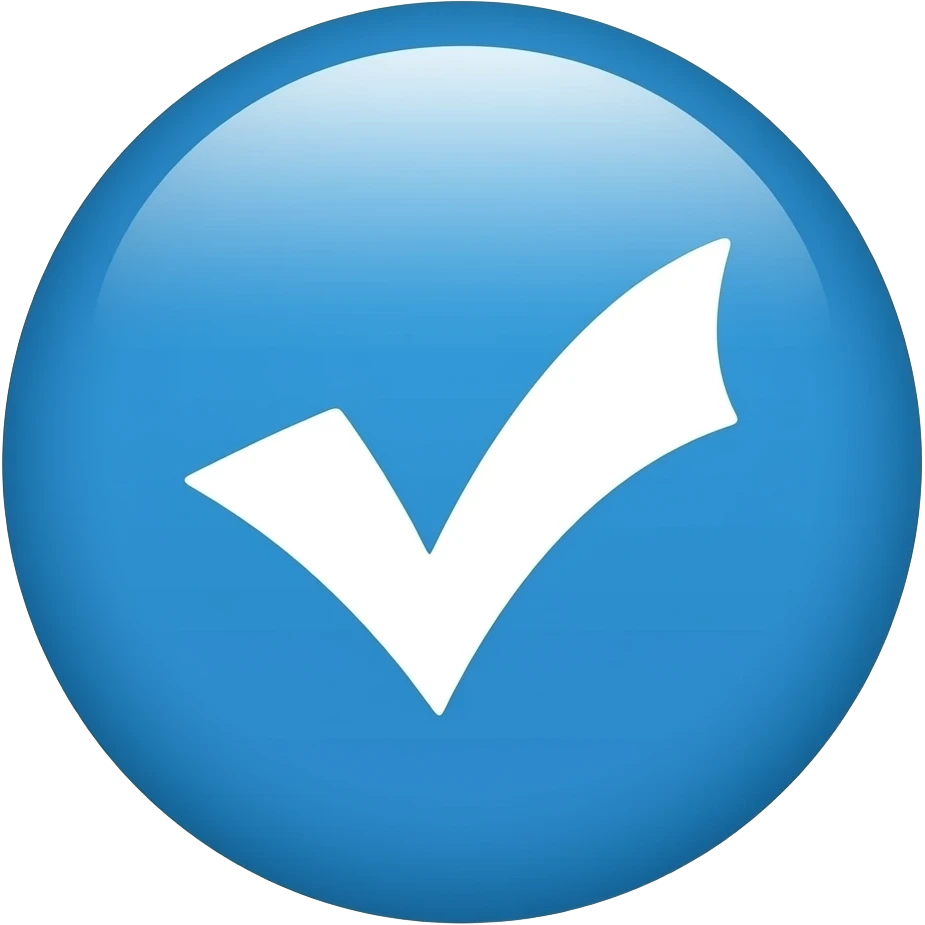 Tick mark ✅ In all blue fill with circular edge and points on circular edge all blue emoji