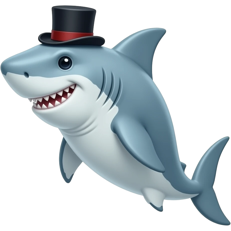 Shark with a top hat emoji