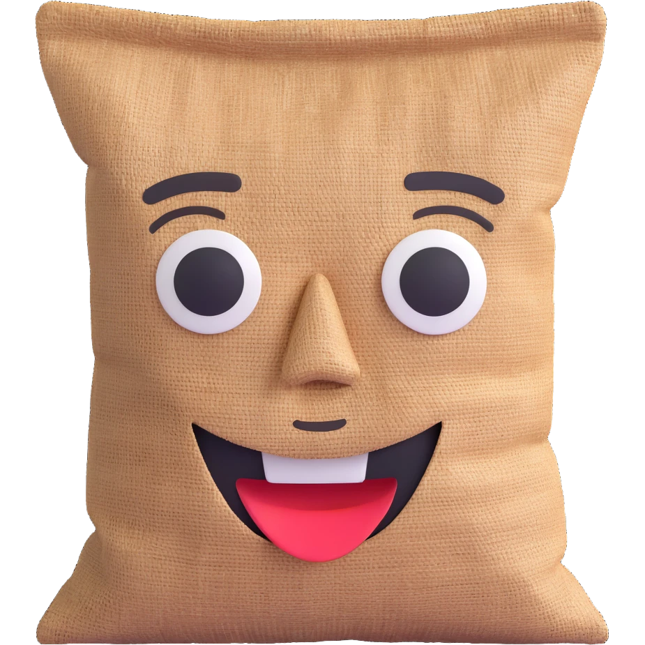 face made of burlap sack material emoji