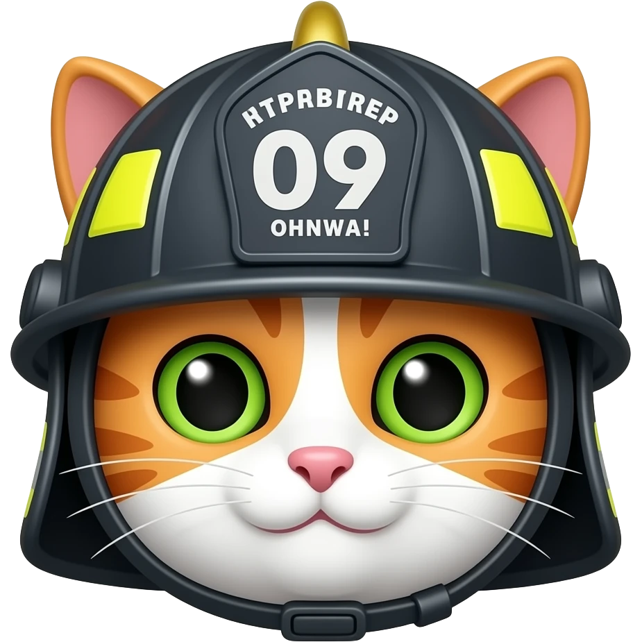 Firefighter Cat Wearing Helmet, medium shot emoji