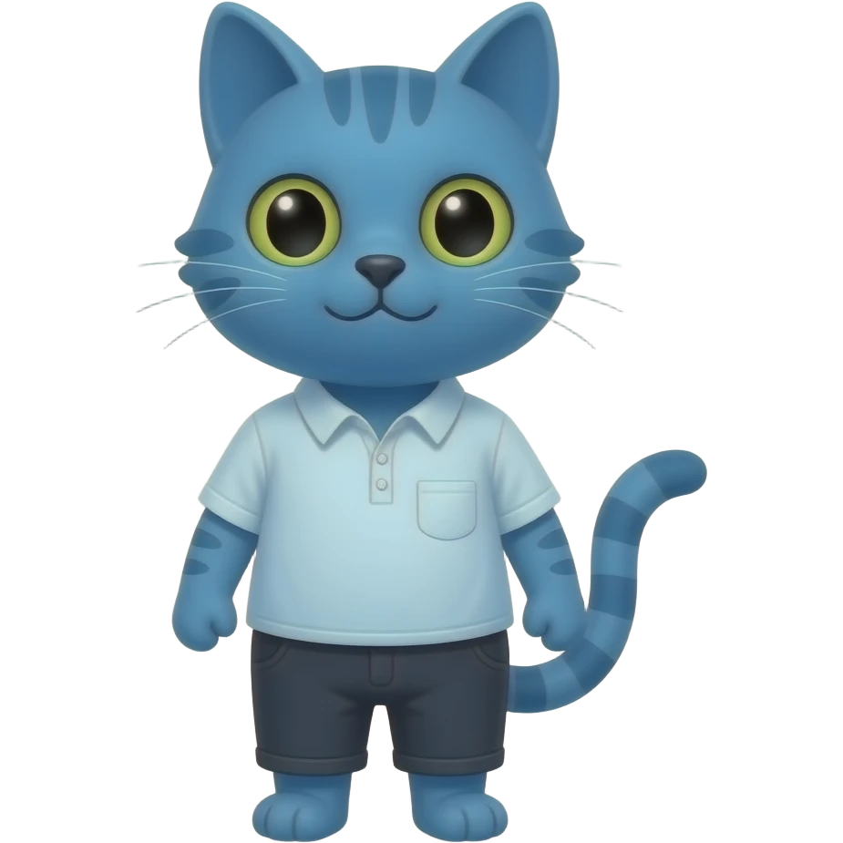gato azul con camisa de mangas largas emoji
