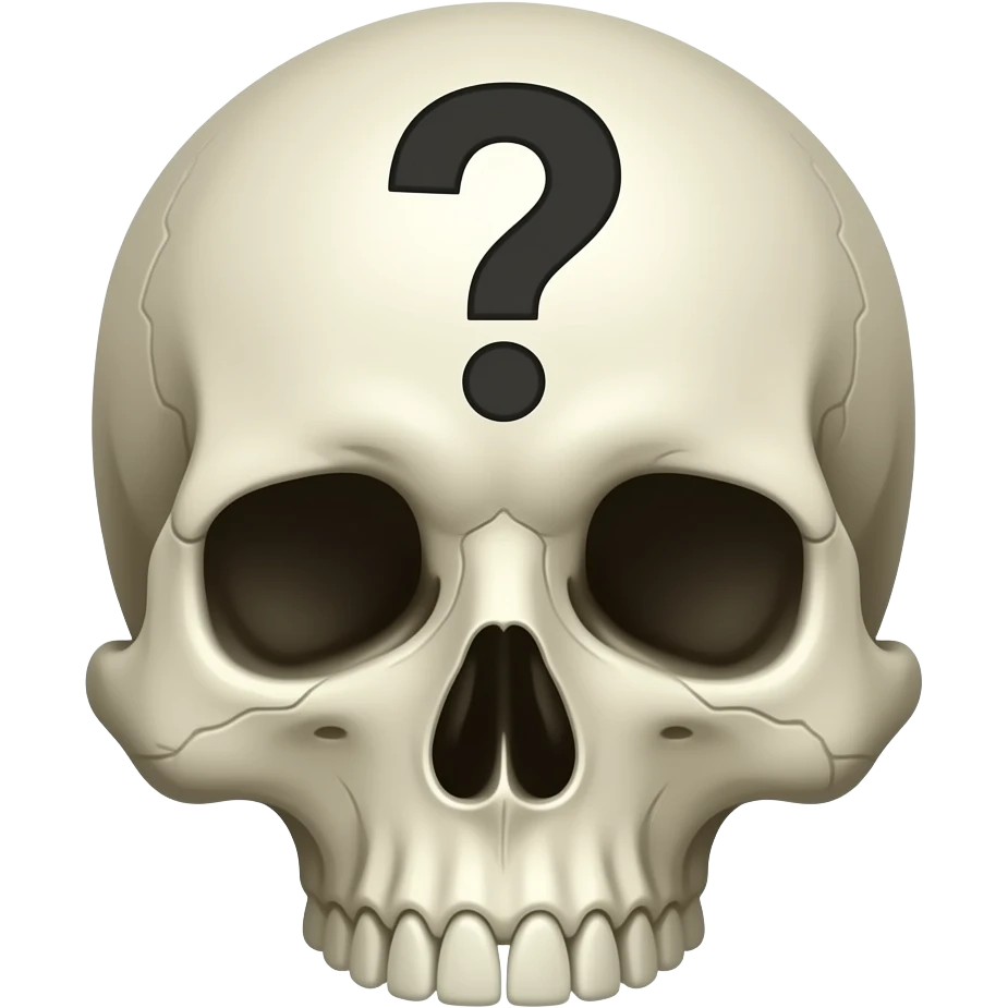 A thinking gesture of a skull head with a question mark above the head emoji