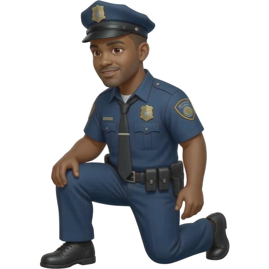 Cop kneeling on black man emoji