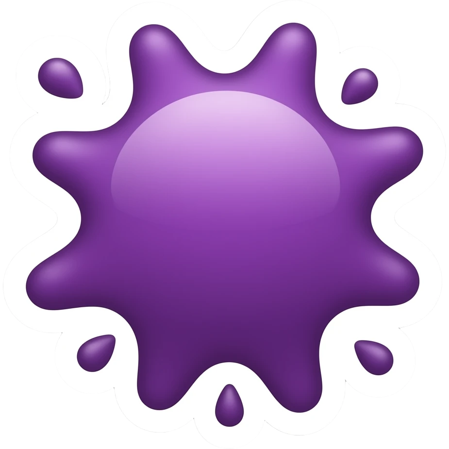 фиолетовый splash/blob-стикер, emoji