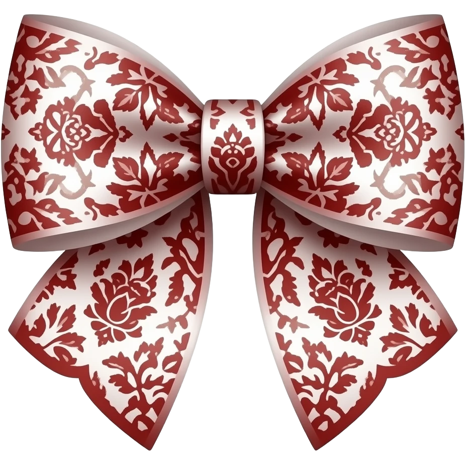 red ombre white with rose rococo style pattern on bow lace coquette bow emoji