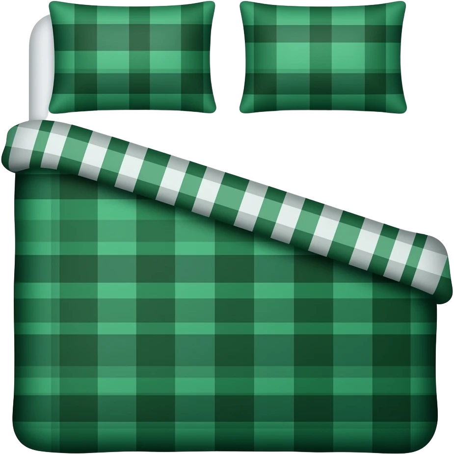 Dark green check pattern bedding emoji
