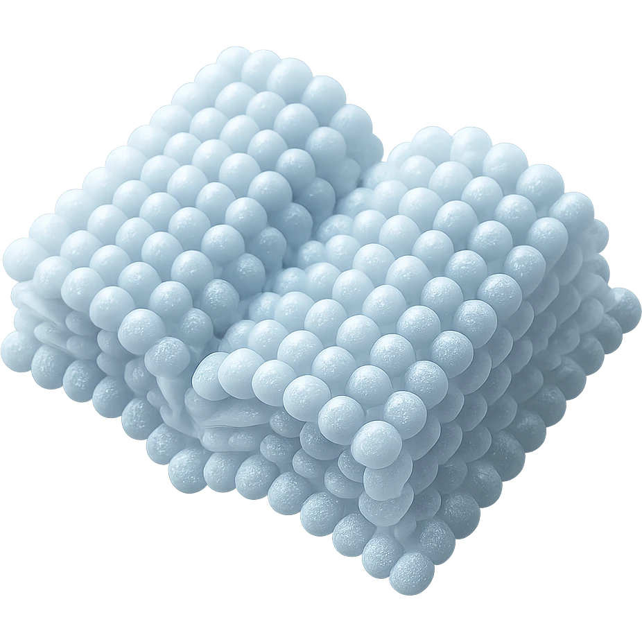 top view of a thick open book made entirely of small, very bright white fluffy convex clouds, matte glass style emoji
