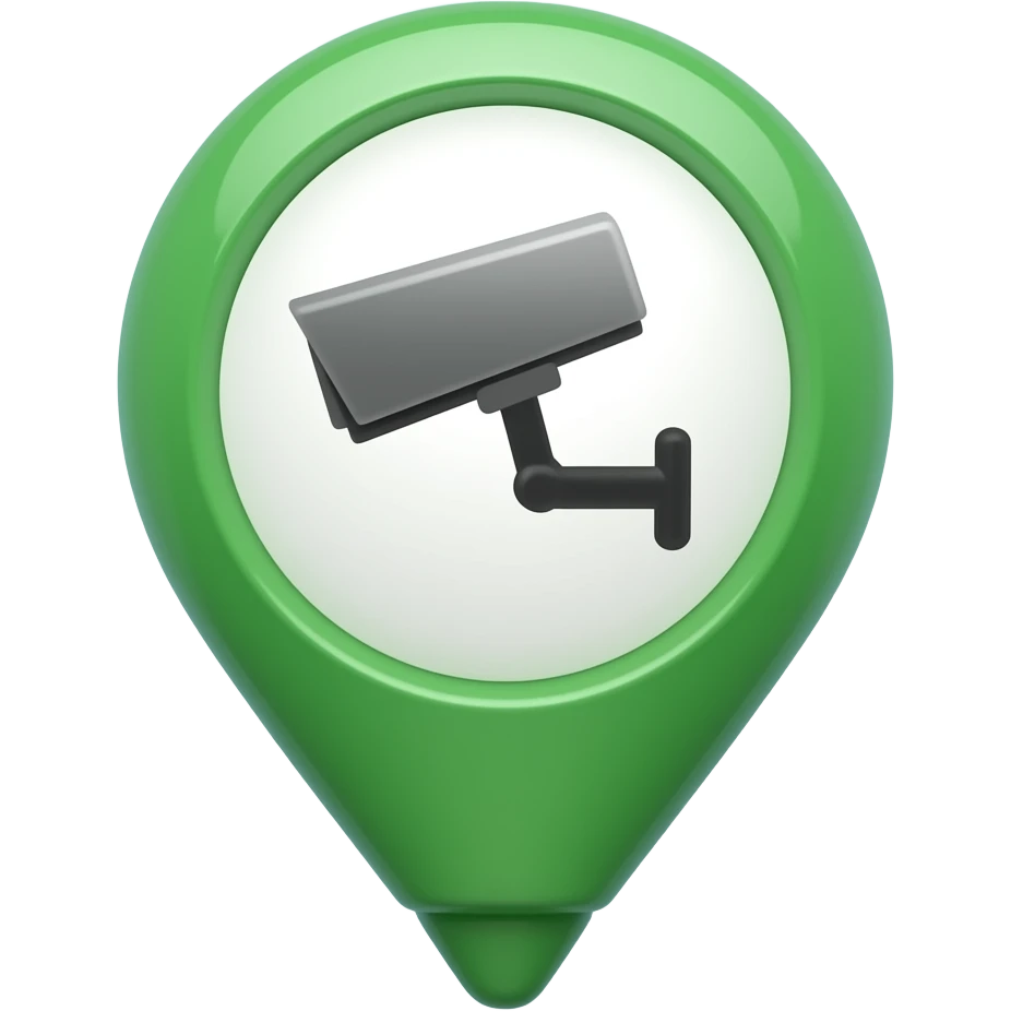 CCTV in map marker green emoji