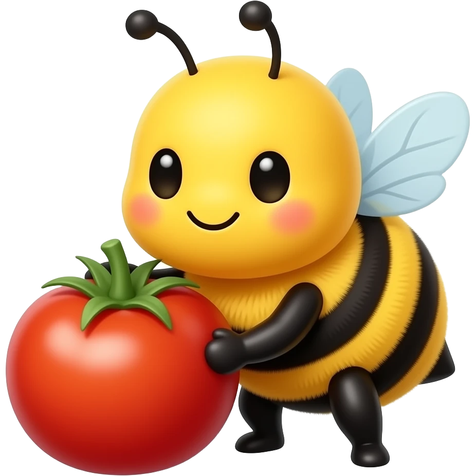Cute bumblebee holding a Grape Tomato emoji