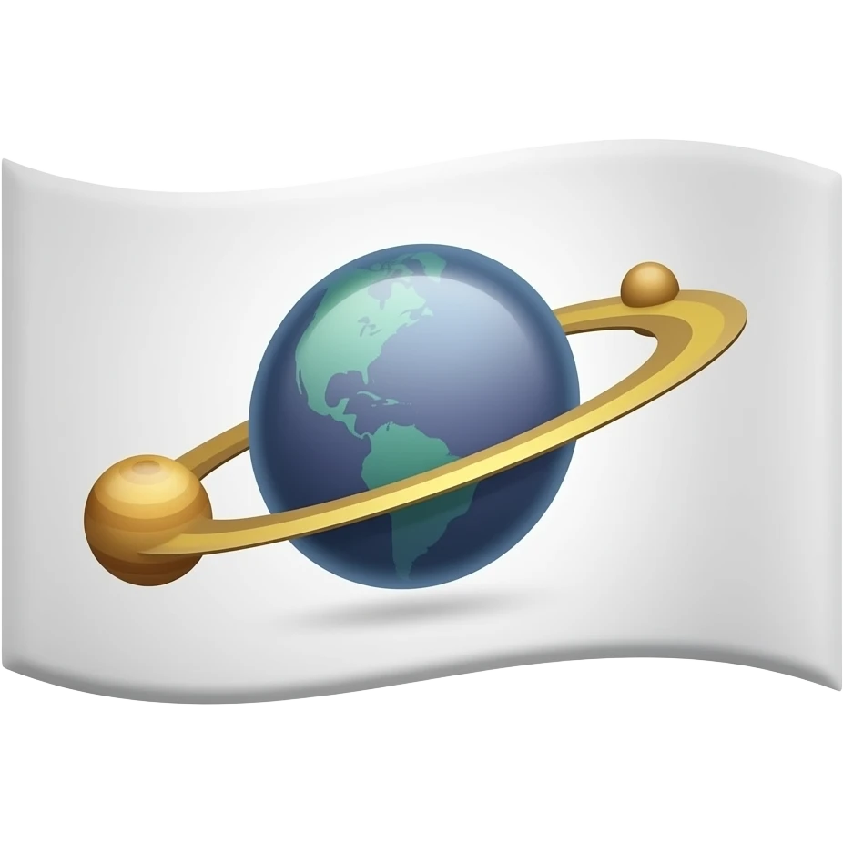 White flag with orbit and balls on it emoji