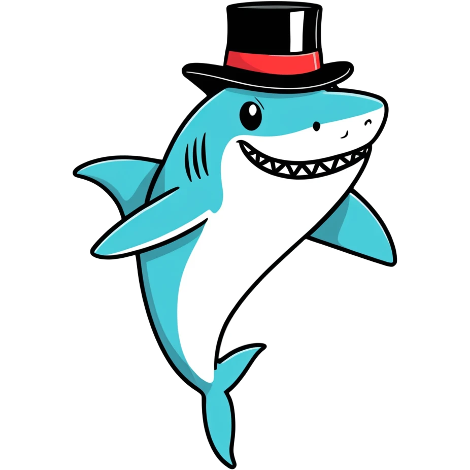 Shark with a top hat emoji