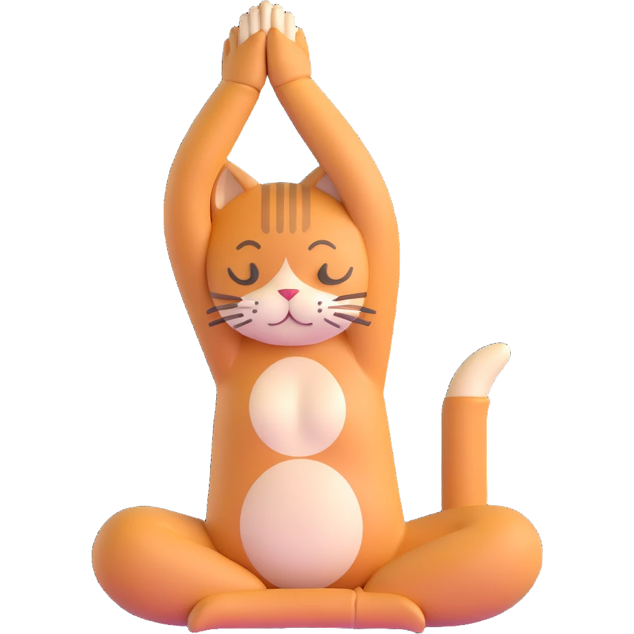 cat doing yoga camel pose with arched back emoji