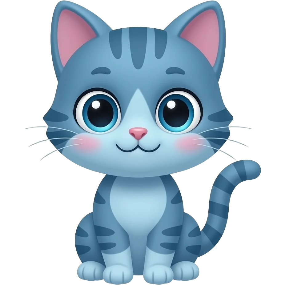 Cute Cat chibi avatar film blue skin, 0.3 outline emoji