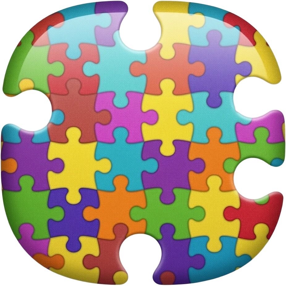 autism puzzle pieces ios shading background. lots of puzzle pieces. lots. indivual small ones. primary colors. more vivid very vivid bright and bright. glittery. lots of individual pieces. all stuck together. small pieces emoji