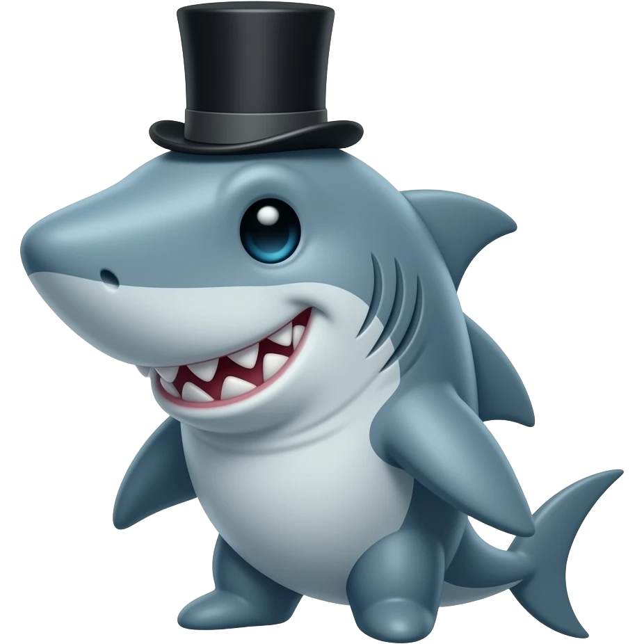 Shark with a top hat emoji