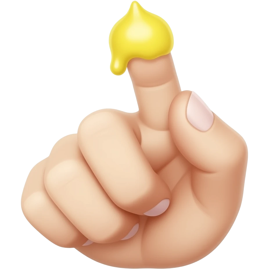 검지 손가락 아래에 완두콩만한 레몬색 크림이 짜여진 옆모습 emoji