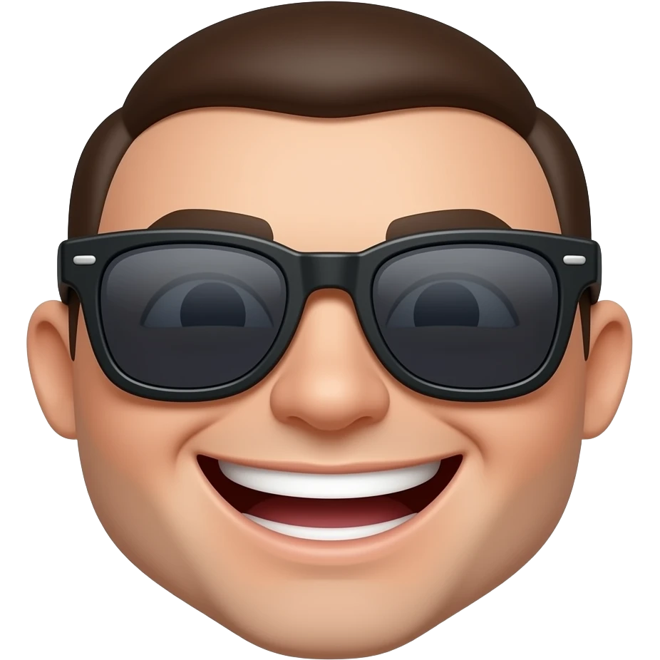 a yellow emoji giggling and laughing with sunglasses on emoji