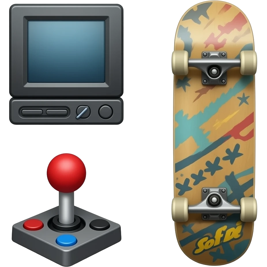 🎮+🕹️+🛹= emoji