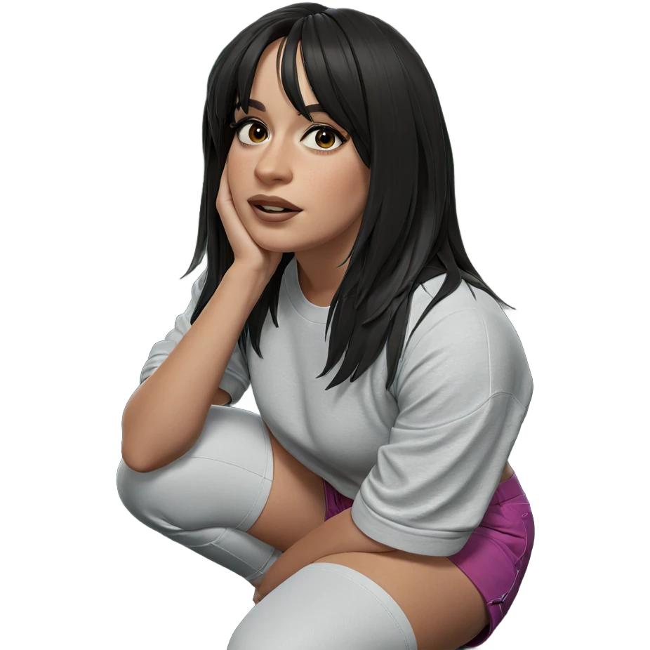 squatting girl in shorts emoji