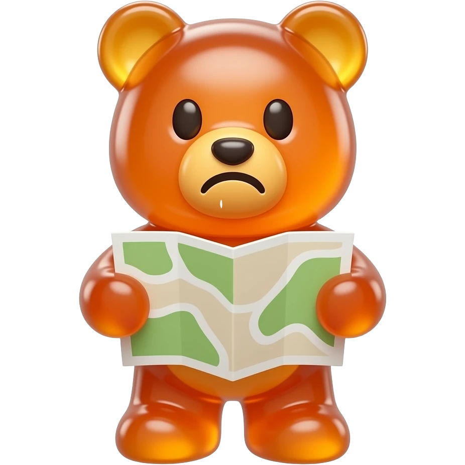3D emoji, cute gummy bear made of real gelatin candy, semi-transparent ...