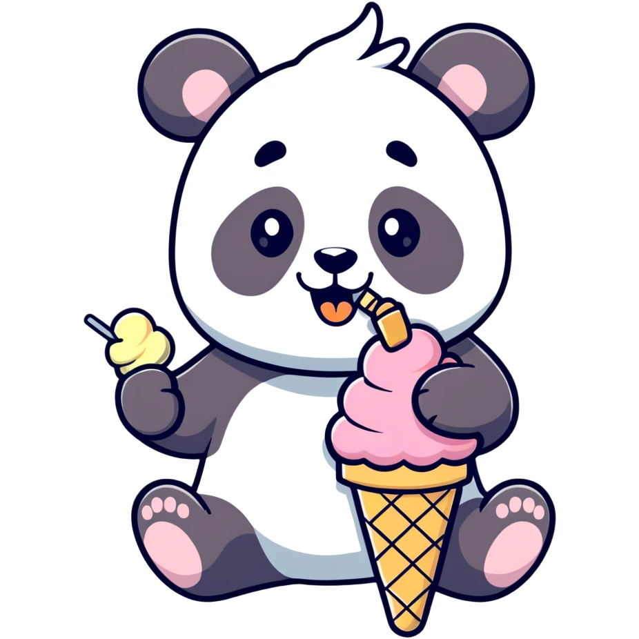 Panda eating ice cream emoji