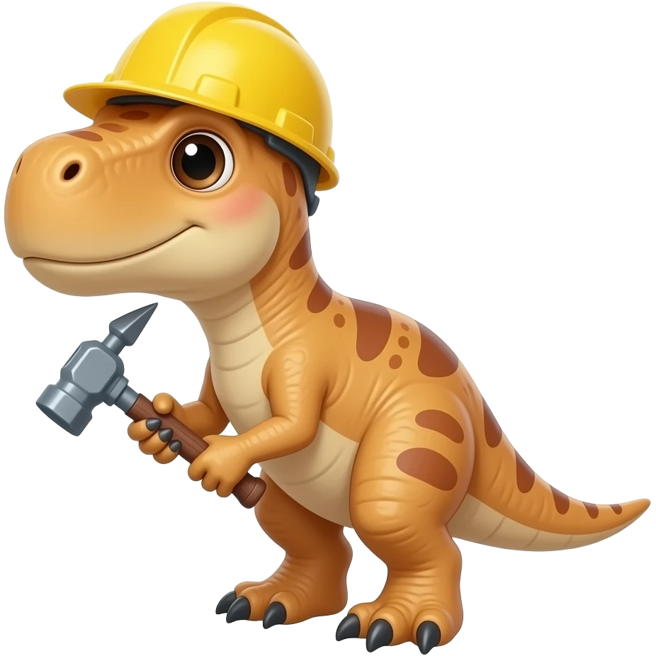 Mini dinosaur wearing a yellow hard hat and using a jackhammer emoji ...