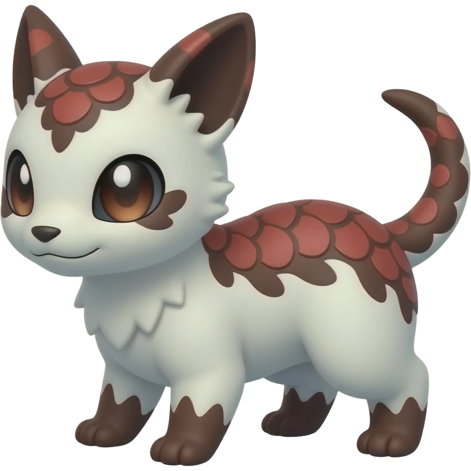 Cute cool scaley white red dark-brown animal hybrid Fakemon full body emoji