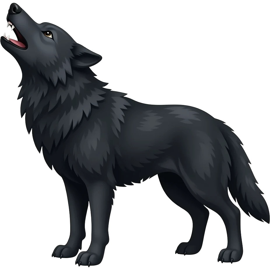 Lobo preto uivando, mais adulto e robusto emoji