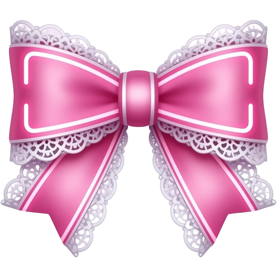 vintage rococo pink neon bow with lace and frills emoji