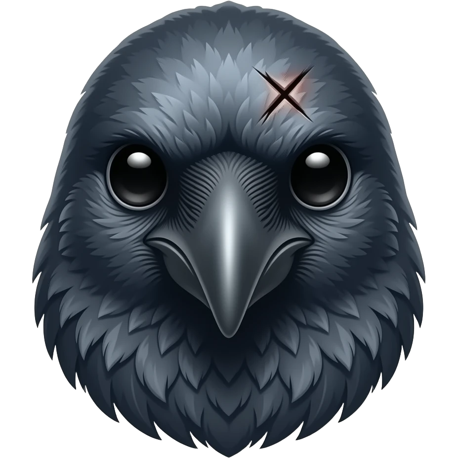 White crow with scars emoji headshot emoji