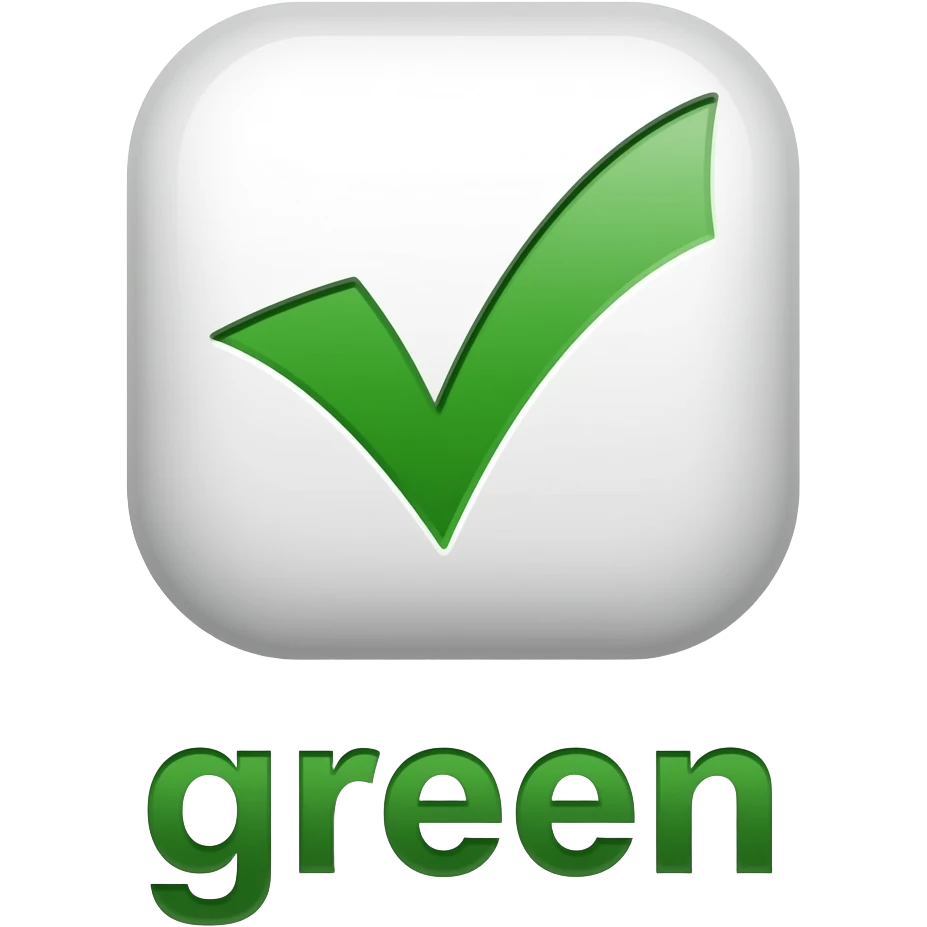 Una "V" de color verde adentro de un cuadro blanco y debajo de "V" diga verde emoji