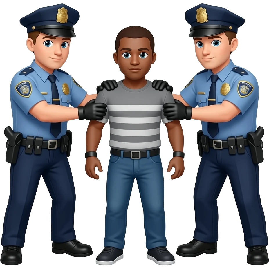 2 police officers arresting a criminal emoji