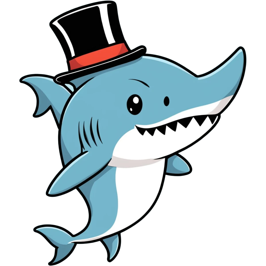 Shark with a top hat emoji