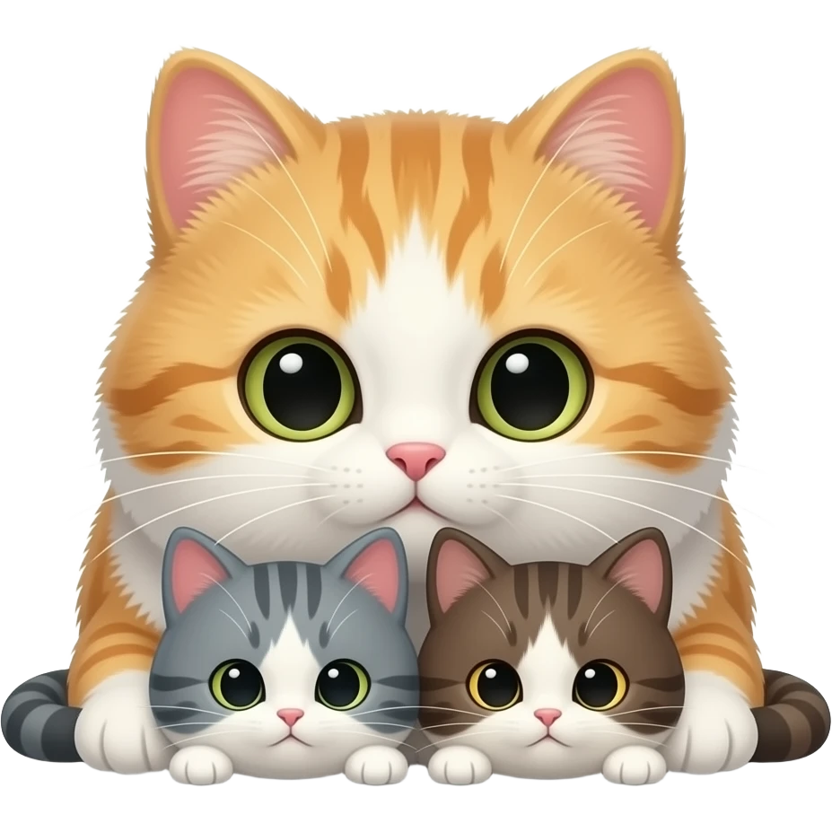 2 puff cats rolling under another emoji