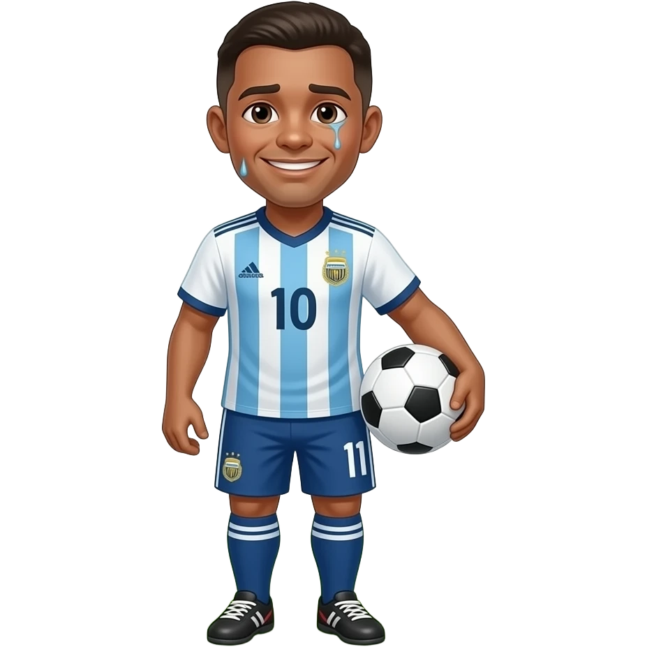A SOCCER PLAYER LEAVING TIRED BUT HAPPY AFTER THE MATCH WITH A BALL BECAUSE HE DID A HAT-TRICK emoji
