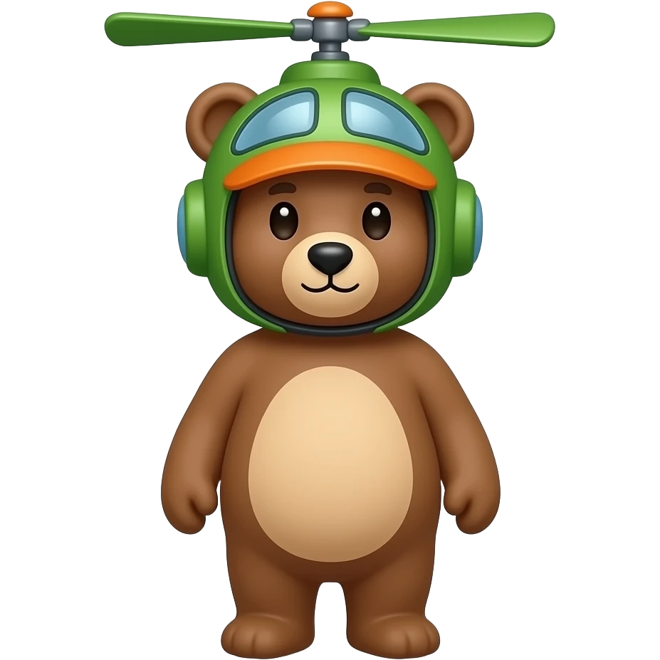 bear with green and orange helocopter hat emoji