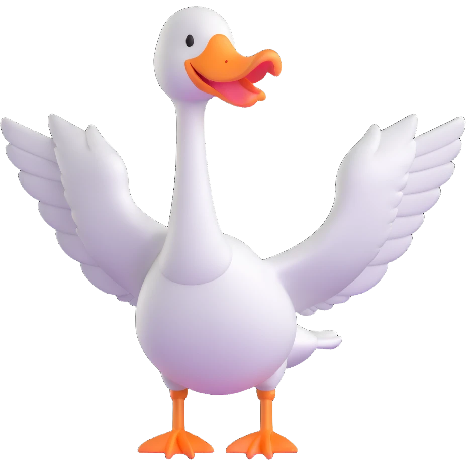 goose with wings fully extended in t pose emoji
