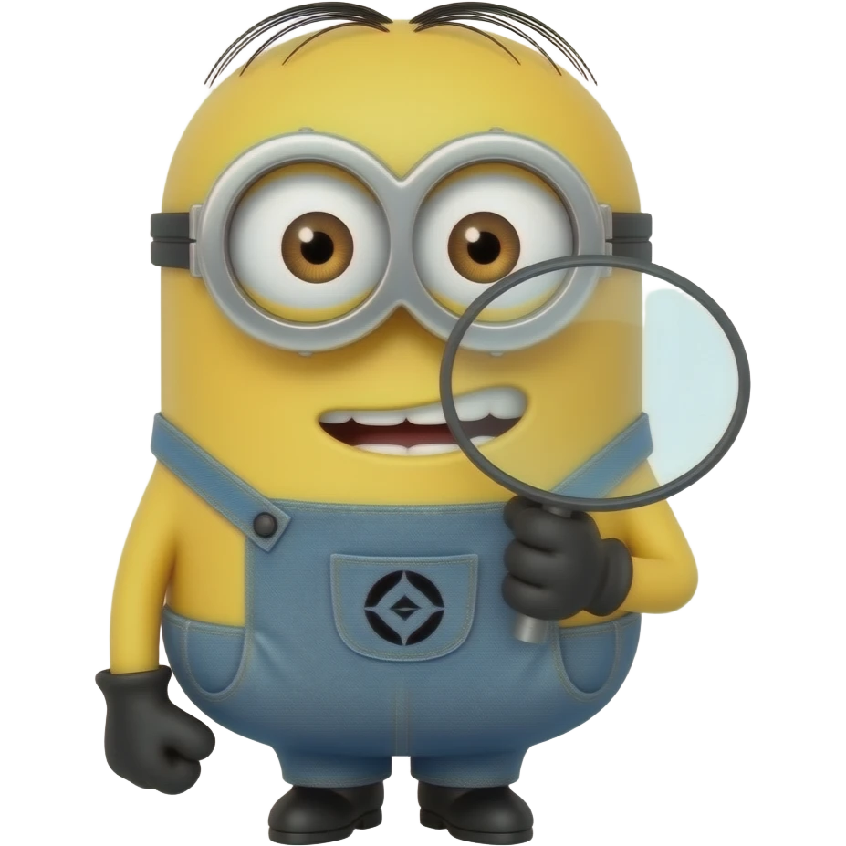 minion investigating and magnifying glass emoji